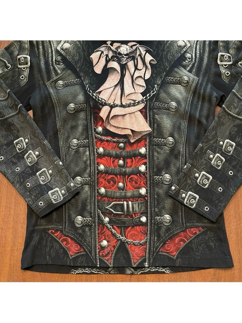 Spiral Direct Gothic Wrap Allover Jacket Vest Skull Print Design Cotton Shirt L - Picture 2 of 13